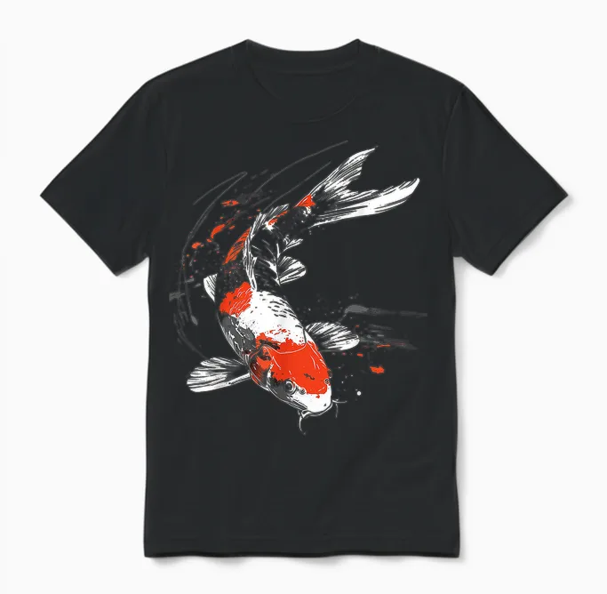 Koi Fisch Tier Grafik Kunst Koi Fisch Unisex T-Shirt in Black