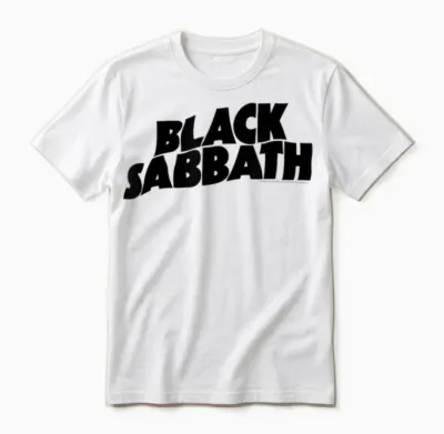 Black Sabbath Iconic Heavy Metal Music Print T-Shirt, Grey, S Unisex T-Shirt - White