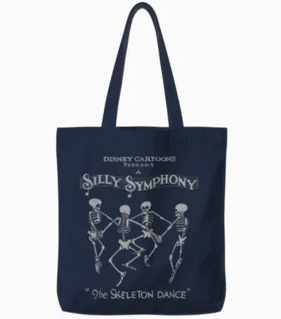 Disney Silly Symphonies the Skeleton Dance Vintage Logo Tote Bags - Navy