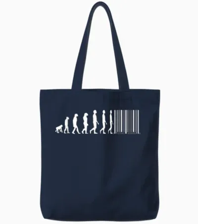 Evolution Von Affen Zum Menschen Mit Barcode Tote Bags - Navy
