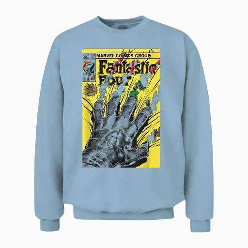 Fantastic Four Comic Dr Doom Hand T-Shirt, White, S Unisex Sweatshirt in Light Blue