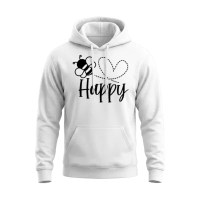 Bee Happy Unisex Hoodie - White