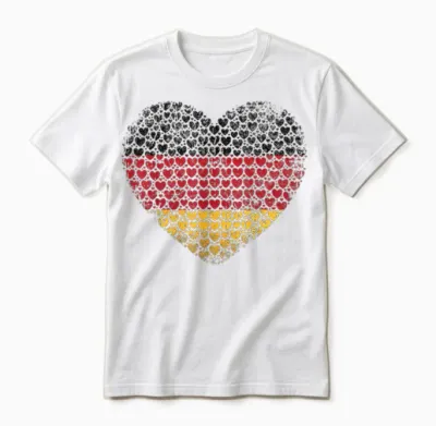 Deutschland Flaggenherz Aus Kleinen Herzen Schwarz Rot Gold Unisex T-Shirt - White