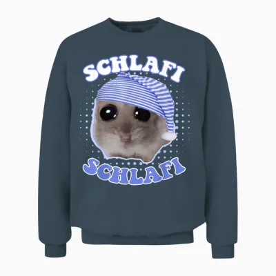 Schlafi Schlafi Funny Hamster Sleep Meme Hamstie T-Shirt, Black, S Unisex Sweatshirt - Dark Heather