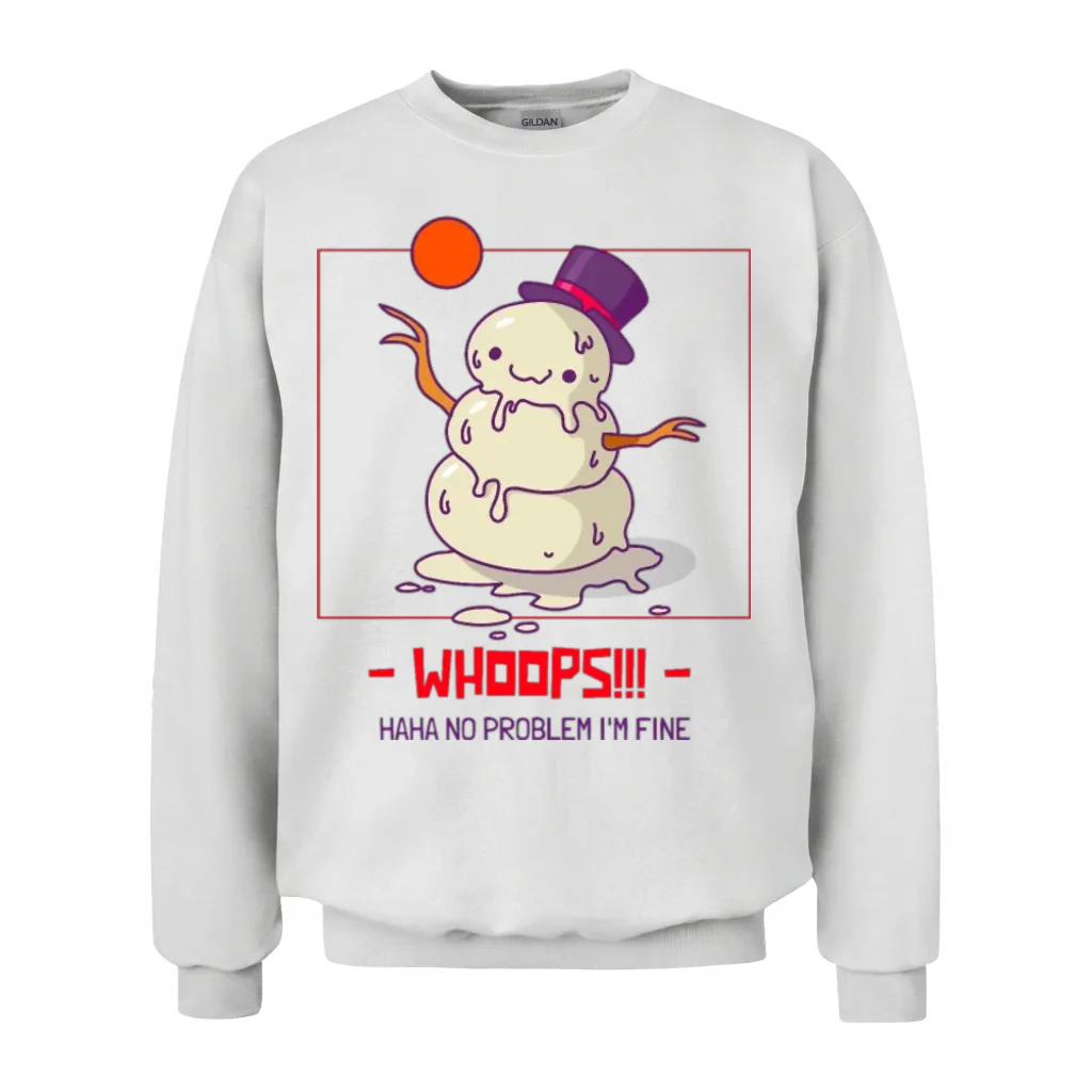 Snowman Melt Cartoon Art β Christmas Gift Unisex Sweatshirt - White