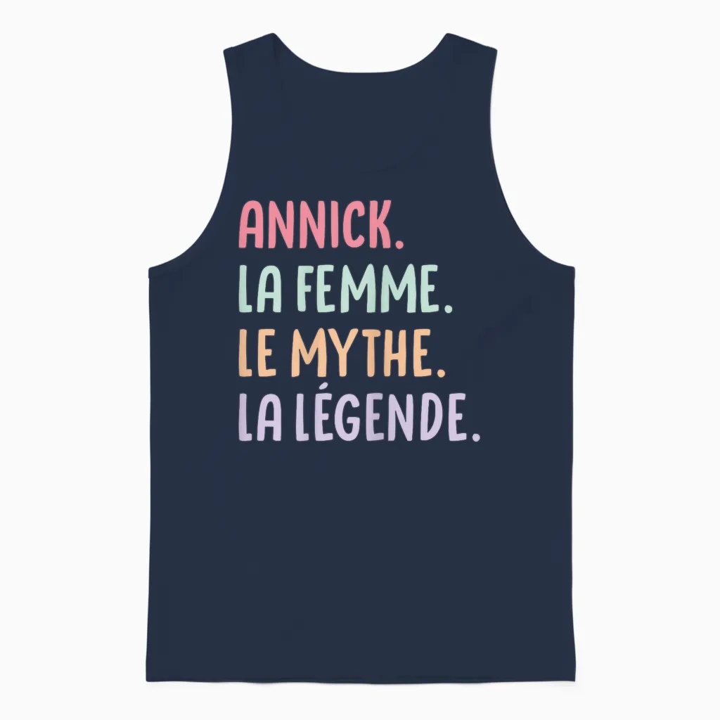 Femme Copine Humour Cadeau Personnalisé Prénom Annick Unisex Tank Top in Navy