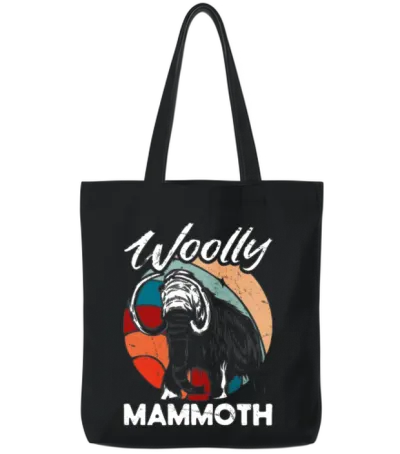 Retro Mammoth Humor Tote Bags - Black