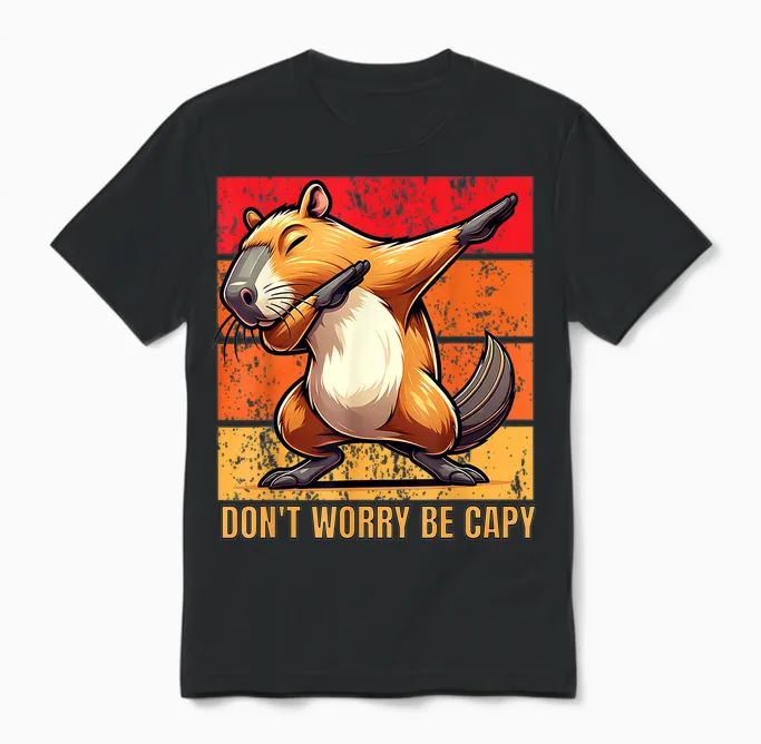 Don't Worry Be Capy Dabbing Capybara Lover Men Boys Kids Woman Unisex T-Shirt in Black