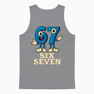 67 Six Seven 6-7 Funny Italian Brain Red Gaming Meme Unisex Tank Top - Sport Grey