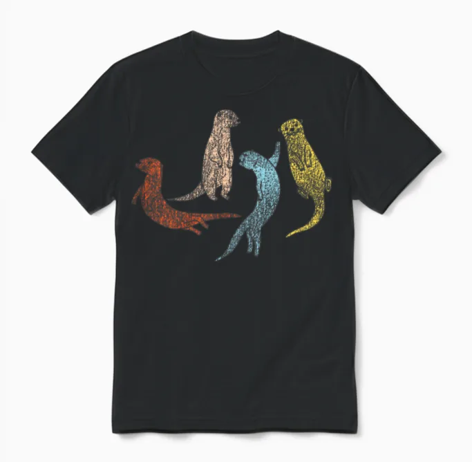 Otter Retro Vintage Unisex T-Shirt - Black
