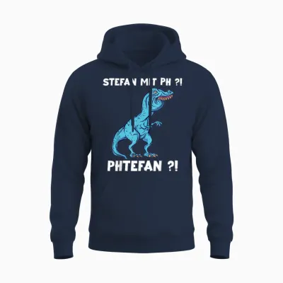Trex Meme Dinosaur with Overbite Stefan with Ph Stephan Unisex Hoodie - Navy