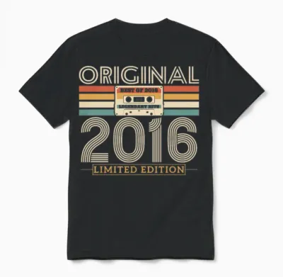 Retro 2016 Birthday Unisex T-Shirt - Black