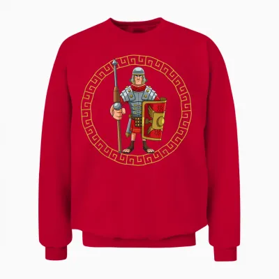 Roman Costume Roman Helmet Soldier Sword Children's Boys T-Shirt, Black Unisex Sweatshirt - Red