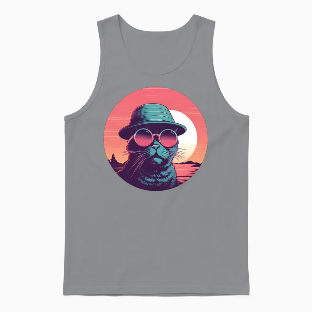 Retro Cat Lovers Vintage Unisex Tank Top - Sport Grey