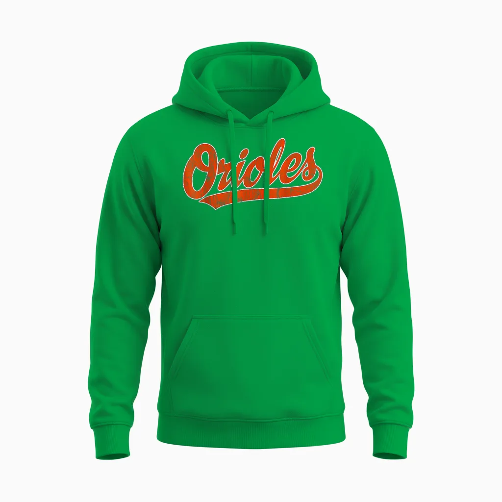 Retro Oriole Vintage Unisex Hoodie in Irish Green