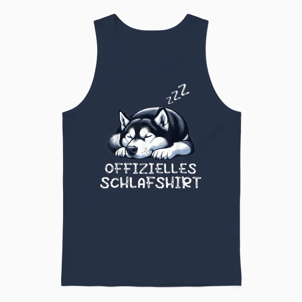Offizielles Schlafshirt Husky Huskys Siberian Hund Hunde Unisex Tank Top in Navy