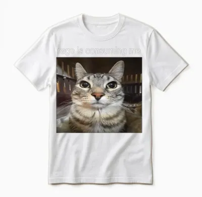 Wut Verzehrt Mich Dummes Starrendes Katzen-Meme T-Shirt, Black Unisex T-Shirt - White