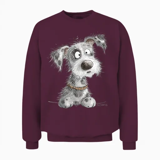 Fluffy Dog I Dog Head Comic I Dog Friend Fun Unisex Sweatshirt - Maroon