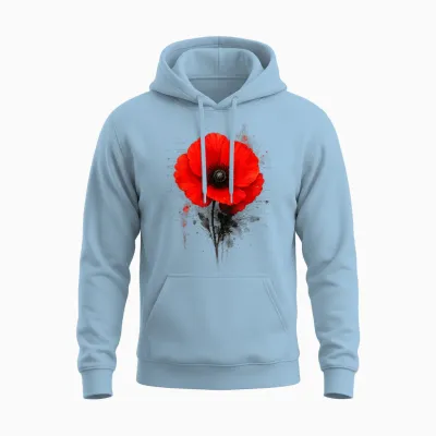 Coquelicot Rouge Texte Art Abstrait Graphique Unisex Hoodie - Light Blue