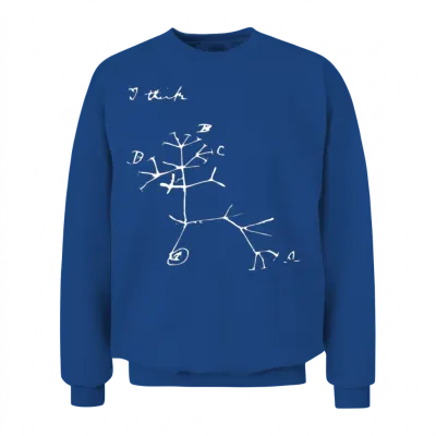 Darwin I Think Tree (white) Unisex Sweatshirt - Royal