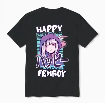 Happy Femboy Anime Femboy Set – Cute Gift – Sissy Unisex T-Shirt - Black