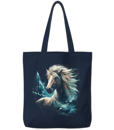 Icelandic Horse Fantasy Tote Bags - Navy