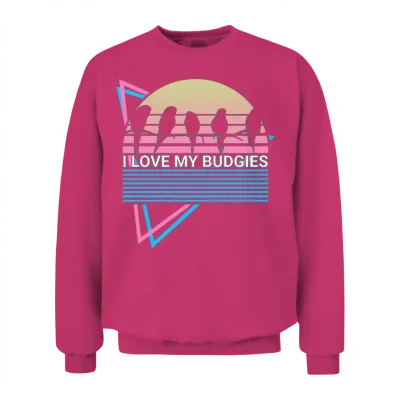 Budgie Parakeet Retro Unisex Sweatshirt - Heliconia