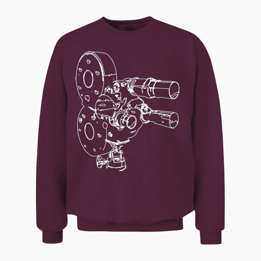 Retro Movie Camera Photography Unisex Sweatshirt in Maroon