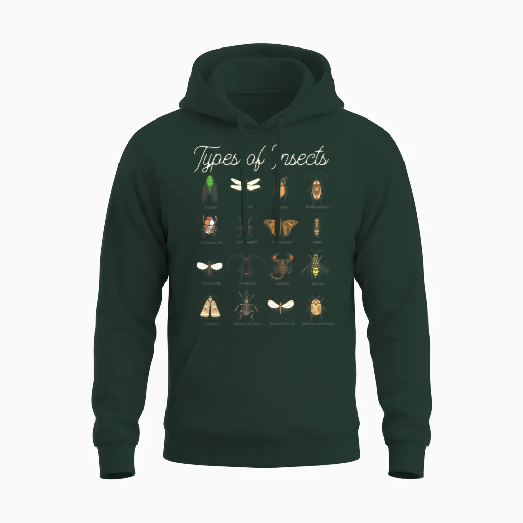 Entomology Biology Insect Types Unisex Hoodie in Forest
