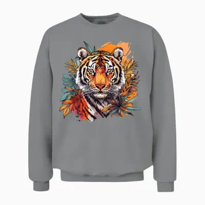 Niedlicher Tiger Mit Blumen I ästhetischer Tiger Unisex Sweatshirt - Sport Grey