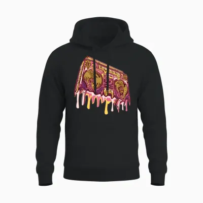 Retro Boombox, Boombox, Music Unisex Hoodie - Black