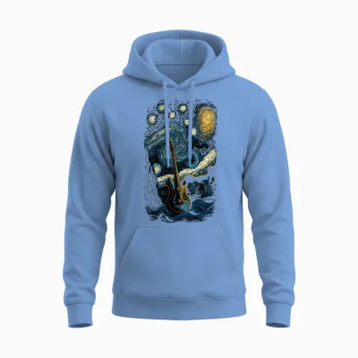 Starry Guitar Guitarist Rock Concert Festival Unisex Hoodie - Carolina Blue