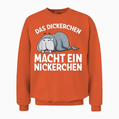 Das Dickerchen Macht Ein Nickerchen Walross Pyjama Schlaf Unisex Sweatshirt - Orange