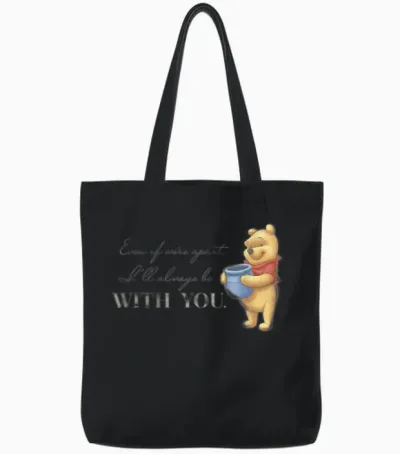 Disney 100 Anniversary Winnie the Pooh D100 Quote with You Tote Bags - Black