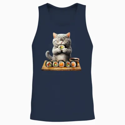 Chats Kawaii Sushi Otaku Chat Drôle Anime Japonais Unisex Tank Top - Navy