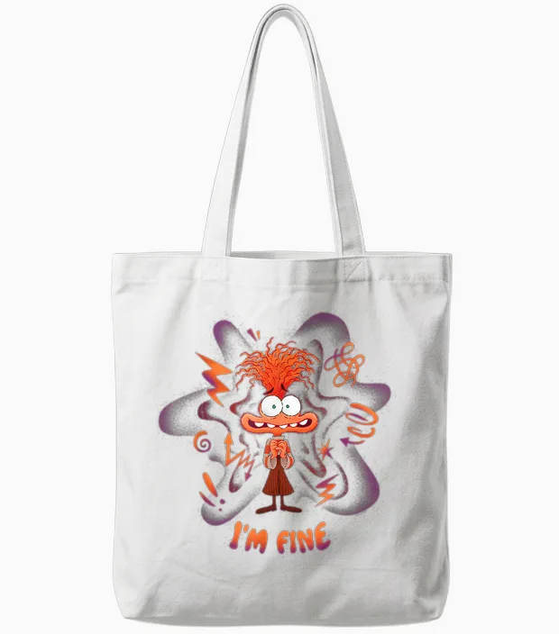 Disney and Pixar's Inside Out 2 Emotions Anxiety I'm Fine Tote Bags in White