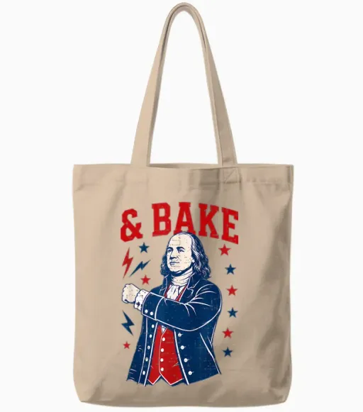 Funny Shake and Bake 4th of July Couple Matching Tote Bags - Natural