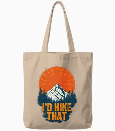 I'd Hike That - Vintage Mountain Hiking Tote Bags - Natural