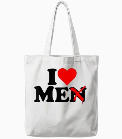 I Love Heart Me Men Tote Bags - White