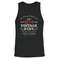 July 1974 Vintage Birthday Present Unisex Tank Top - Black – 2