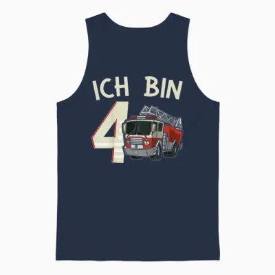 Children's 4th Birthday T-Shirt Fire Brigade Ich Bin 4, Black Unisex Tank Top - Navy