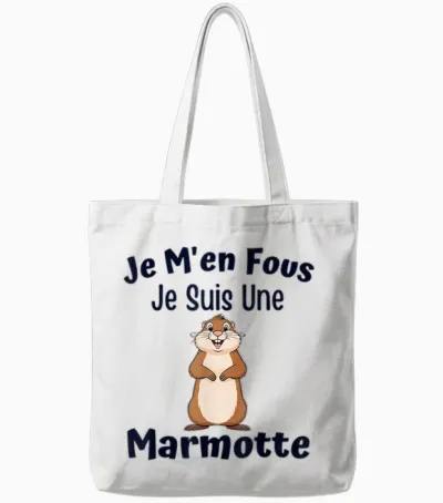 Je M'en Fous Je Suis Un Marmot | Cute Colorful T-Shirt Gift Tote Bags - White