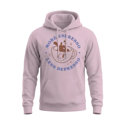 More Espresso Less Depresso Unisex Hoodie - Light Pink