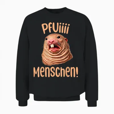 Nacktmull Tshirt Lustiges Ugly Shirt Hässliches Tshirt Ratte Unisex Sweatshirt - Black