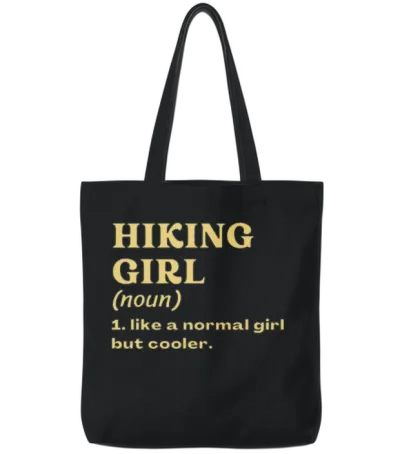 Hiking Girl Tote Bags - Black