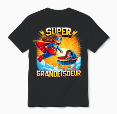 Child Super Big Sister Heroic - Pregnancy Announcement T-Shirt, Black Unisex T-Shirt - Black
