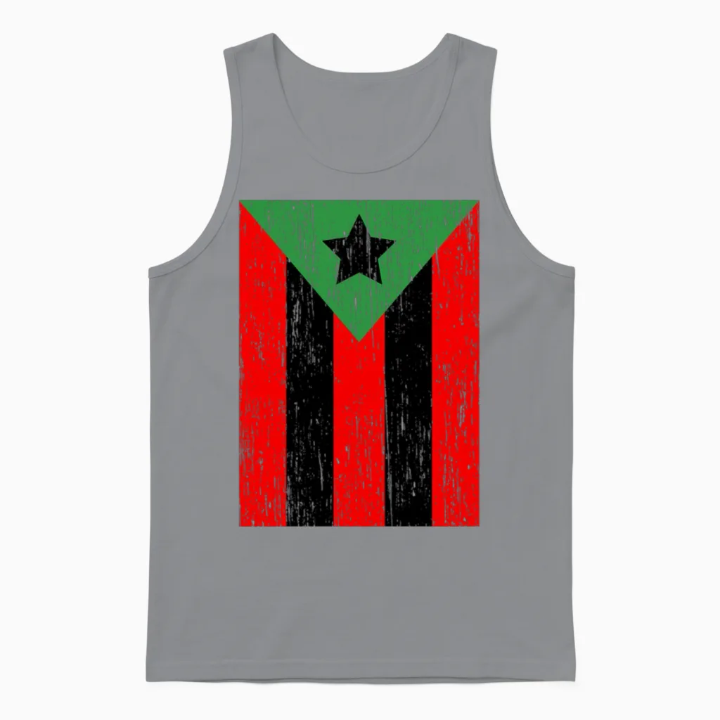 Afro Boricua Flag Puerto Rico Africa Roots Pride Unisex Tank Top in Sport Grey