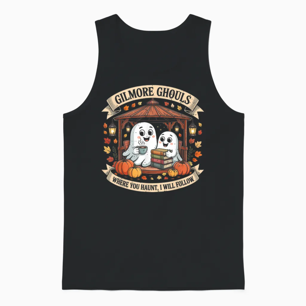 Gilmore Ghouls Where You Haunt I Will Follow Halloween Ghost Unisex Tank Top in Black