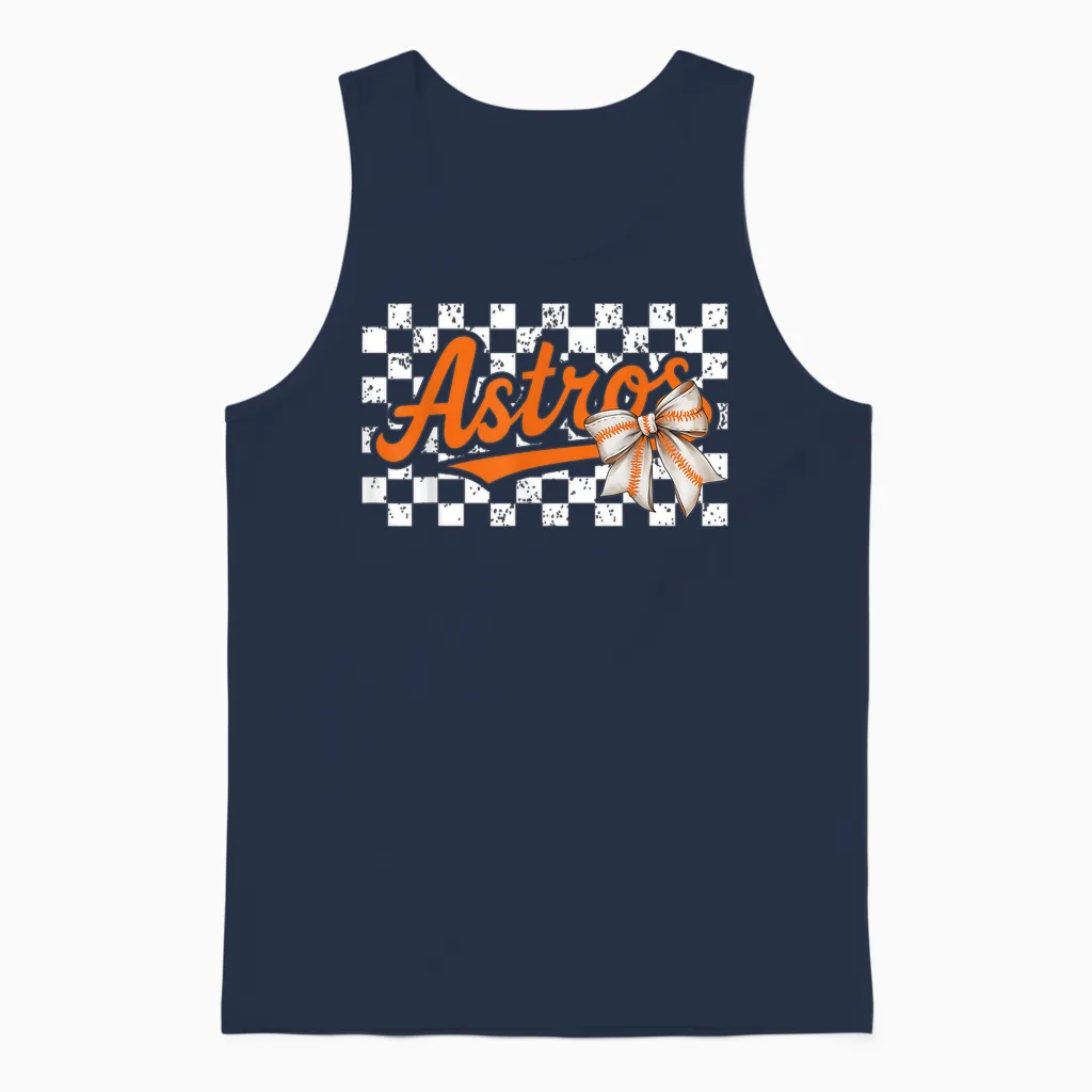 Retro Houston Last Name Pride Personalized Funny Outfits Unisex Tank Top in Navy