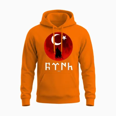 Göktürk Ayyildiz Türkei Flagge Türk Bayrak Bozkurt Tengri Unisex Hoodie - Safety Orange
